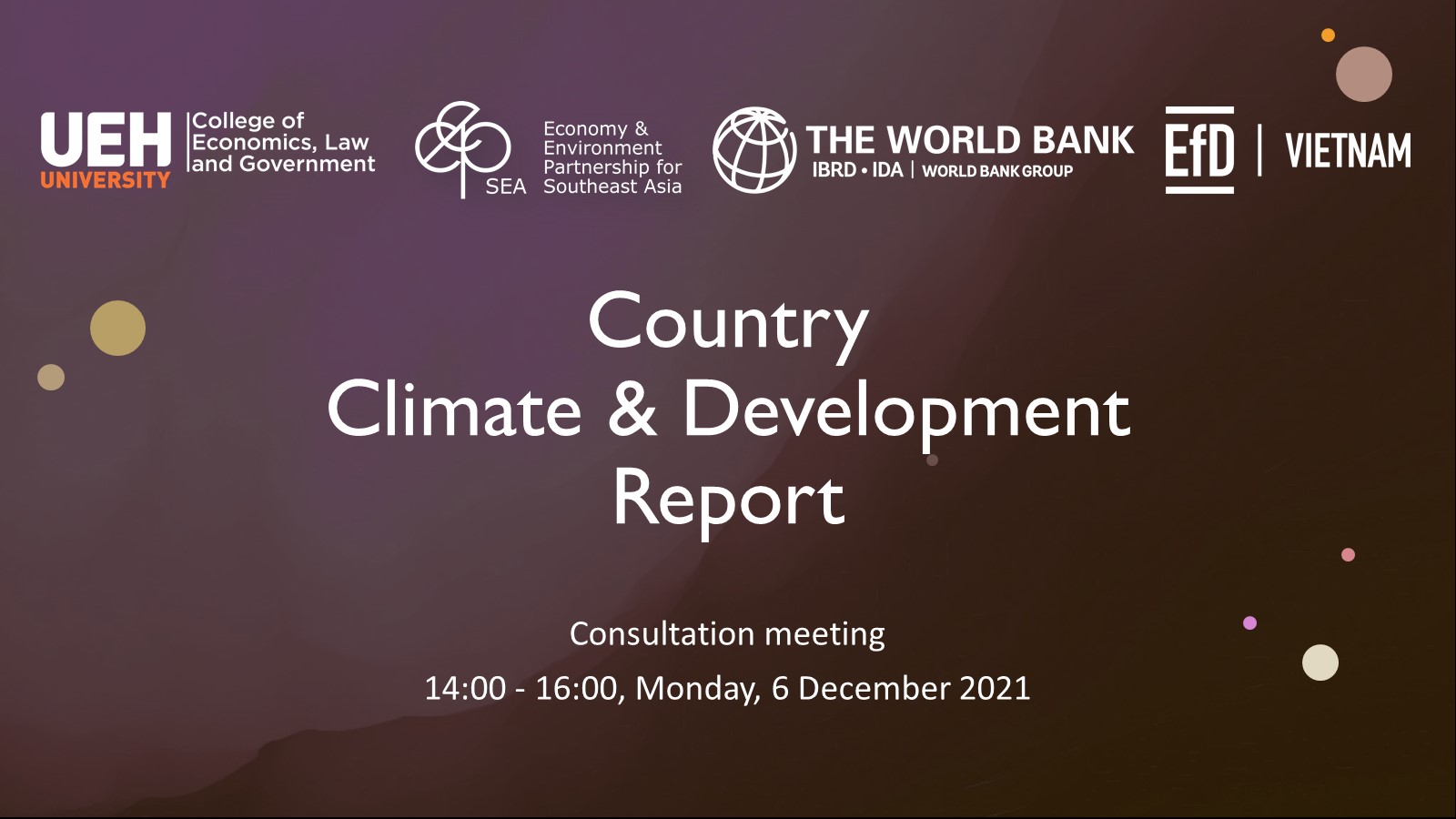 Consultation Meeting On Vietnam Country Climate & Development Report